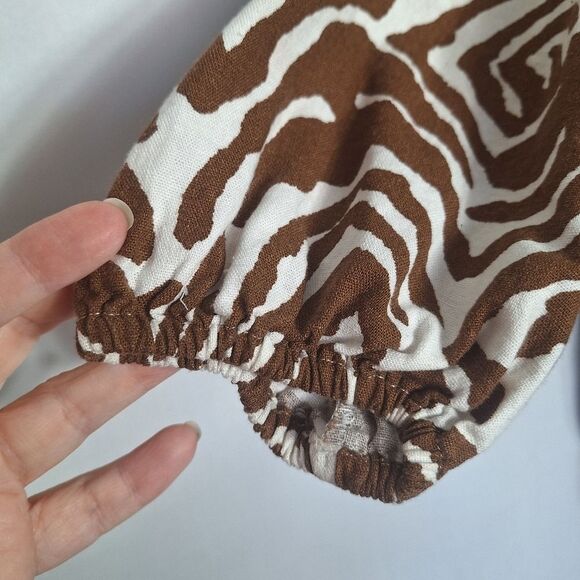 Ellen Tracy Womens Top Cold Shoulder Linen Animal Print Coastal Boho Chic Small - Picture 8 of 14